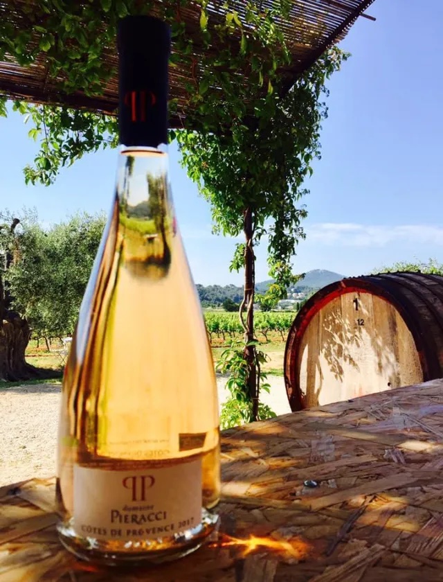 Rosé du Domaine Pieracci servi en terrasse face au vignoble